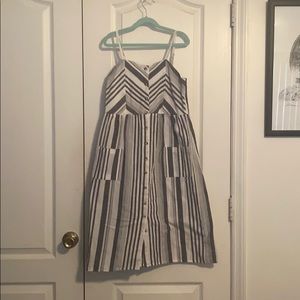 A striped blue and white dress with pockets!